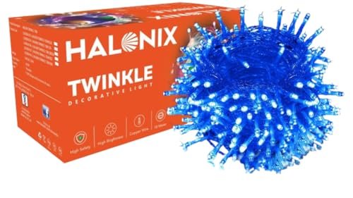 HALONIX Twinkle 10M Blue 46 LED Decorative String Light | Diwali Light | Fairy Light | Festival Light | Curtain Light for Decoration | ladiya for Diwali, Christmas, and Other Occasions.