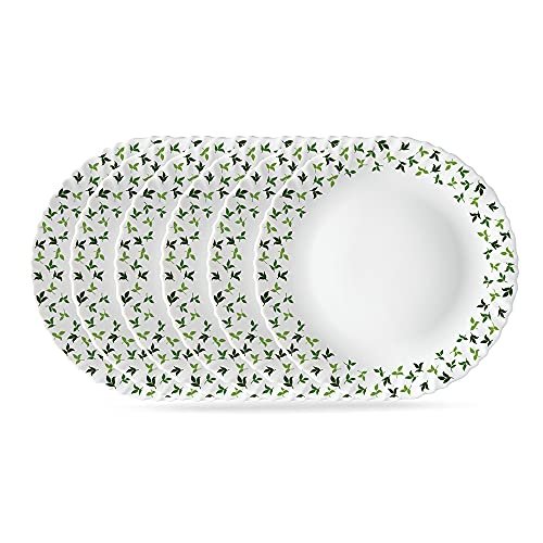 Larah by BOROSIL Sage 6 Pcs Opalware Plate Set (Dia – 10 inch), White