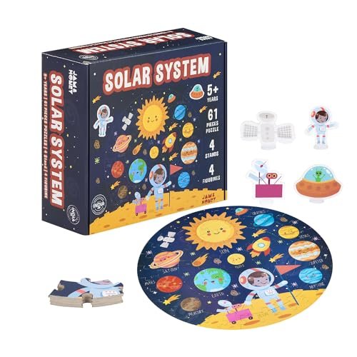 Amazon Brand – Jam & Honey Outer Space Solar Sytem Jigsaw Puzzle | Zero Gaps | Learning Aid | Educational Toy | for Boys & Girls | Suited for Ages 5 Years and Above | 61 Pieces