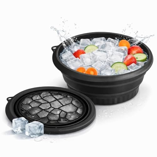 SHITHI Ice Face Bowl with Built-in Ice Tray, Collapsible Silicone Face Dipping Bowl for Ice Bath, Reduces Puffiness, Tightens Skin & Helps Acne Relief – Portable Skincare Tool for Home & Travel