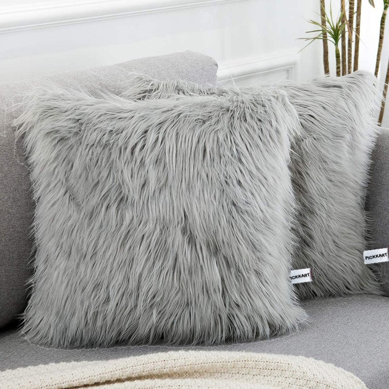 PriMaryHoMe Microfibre Cushion Pack of 2 Solid(Grey)