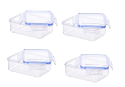 Aristo Lock & Fresh 210 Plastic Storage Container For Storing Snacks, multipurpose use Set of 4-700 ML, Transparent Clear, medium (LOCK&FRESH210) (19 x 13 x 5.5cm)