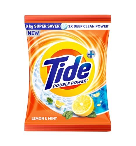 Tide Plus Detergent Washing Powder – 8kg Super Saver Pack | Lemon & Mint Fragrance| 2X Deep Clean Power | World’s No. 1 Detergent Brand