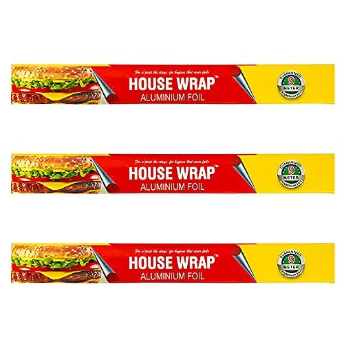 House Wrap Aluminium Foil Total 27 Meter for Food Packing, Cooking, Baking | Foil Paper for Food Wrap 11 Microns Thickness
