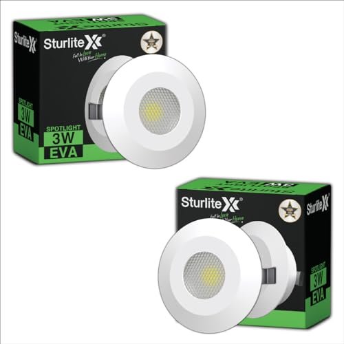 Sturlite Eva 3W LED Spotlight| 36mm-Cutout & Compact Design Ceiling Ligh| CRI Tech with High Voltage Protection Downlight – Pack of 1 (Green, Pack of 2)