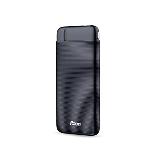 Foxin FPB 147 Poly 10000mAh Power Bank | 12W Fast Charging | Dual USB Output (2.4A) | Type-C & Micro USB Input | LED Indicators | Made in India | Compatible with Smartphones, TWS, Smartwatch & More