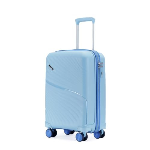 LAttitude by Provogue Meridian Cabin Suitcase 55cm 20 inch Polypropylene Hard Trolley, 8 Spinner Wheels, 2-Pocket Convipack, Recessed Number Lock,Carry-On for Men & Women Twilight Sea Blue/Galaxy Blue