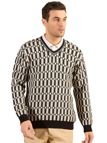 Pivl Men’s Winter Checkered and Trendy Sweater_Black_2XL