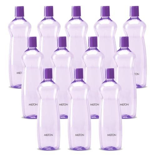 MILTON Pacific 1000 Water Bottle 1 Litre each, set of 12, Purple I PET Food Grade I BPA Free, Leak Proof I Wide Mouth, Easy To Clean I Fridge Bottles for Home, Office, Gym