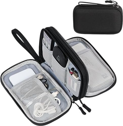 SaleOn 8.3×5 Inch Tech Pouch Organizer with 1 Year Warranty – Portable Storage Organizer for USB Cable, Charger, Earphone, Power Bank, Hard Disk & Digital Gadgets, Travel Mobile Bag for Men