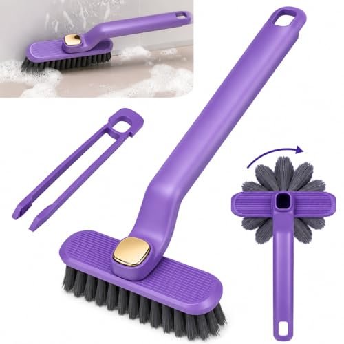 Tile & Floor Scrubber, Hard Bristle Gap Cleaner, Rotating Grout and Corner Cleaning Tool with Easy Grip Handle for Bathroom, Kitchen and Household Use (Multi Colour)