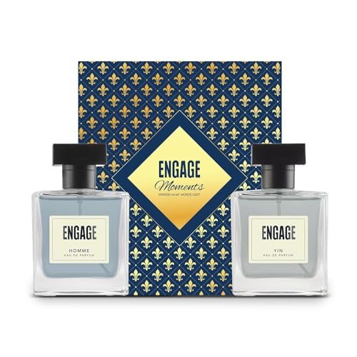 Engage Gift Set – Moments Luxury Perfume Gifts for Men, Homme & Yin 200ml, Long Lasting Smell, Mens Perfume, Pack of 2, Men Gift Set, Best Birthday, Anniversary Gift Hamper by ITC, Eau De Parfum for Man