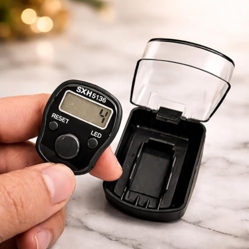 Zyphen Digital Tasbeeh Hand Tally Counter Finger Ring Digital Counting MachineCounter Tasbeeh & Jaap mala for Counting Purpose with LED (1 Pc -Black Color only)