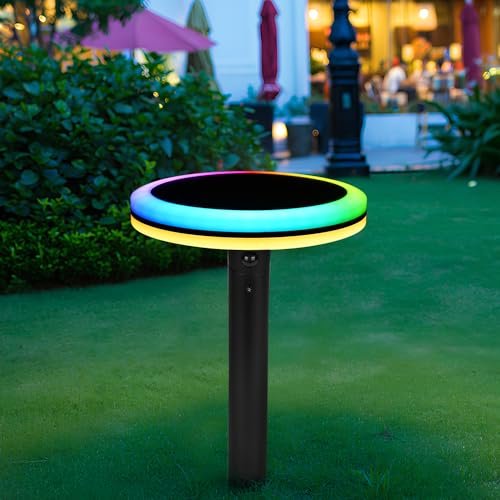 GIGAWATTS GW-217 Solar Sensor Garden Light with 5V Panel 4000mAh Battery Bluetooth App Control BIS Approved 120° Rotating Angle Outdoor Lamp for Lawn Walkway Patio (Pack of 1, CW, WW, RGB)