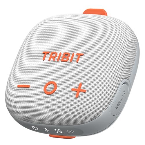 Tribit StormBox Micro 3 Bluetooth Speaker with 13W XBass Sound, IP68 Waterproof Speaker for 24H Playtime, TWS Pairing, Bluetooth 6.0, Portable Speaker for Bike/Golf/Traveling, Grayish White