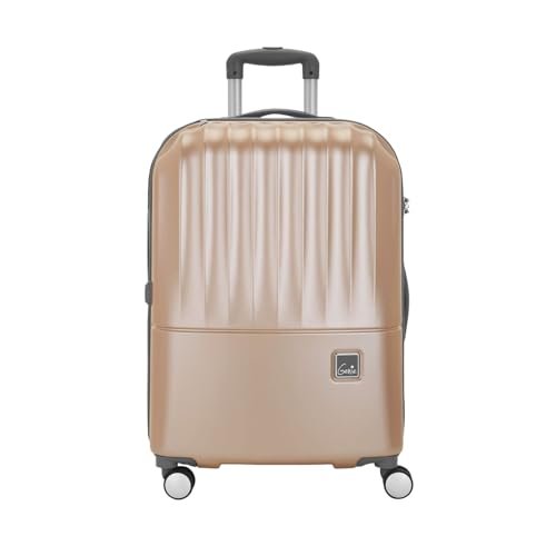 Genie by Safari Palm 79Cm Large Checkin Trolley Bag Hard Case Polycarbonate 8 Wheels 360 Degree Wheeling Luggage, Suitcase for Travel, Trolley Bags for Travel, Gold