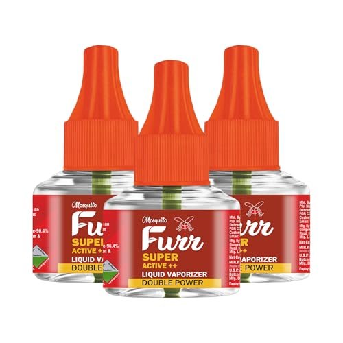 Mosquito Furr Mosquito Repellent Refill, Mosquito Liquid,Mosquito Killer,Super Active++ Double Power Liquid Mosquito Vaporiser Refill (45ml,Pack of 3)