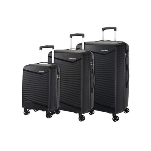 Kamiliant by American Tourister Rock-Lite 99L Hard Sided Trolley Bag for Men & Women with 3 Digit Combination Lock, Set of 3pc (Small, Medium & Large) – Black