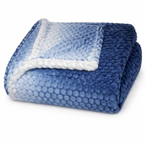 Cortina Jacquard All Season Blanket Single Size Summer AC Blanket Winter Warm Lightweight Reversible Throw Soft Cozy Plush Fuzzy Blanket for Bed Couch Sofa (Blue, 150×200 cm) Color May Vary
