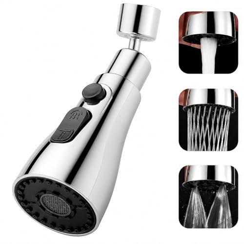 SHITHI Tap Extender for Kitchen Sink, Flexible Faucet Sprayer Attachment, 3 Water Modes (Stream, Spray, Shower), 360° Rotating Tap Extension Nozzle, High Pressure Water Saving, Fits 22mm 24mm Faucets