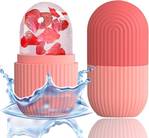 LEAFED Ice Roller for Face, Facial Ice Roller for Glowing Skin, Ice Roller for Face Massager, Puffy Eyes & Skin Tightening, Reusable & Unbreakable Face Roller for Men & Women (Pink)