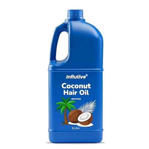 Influtive Coconut Hair Oil 1 Litre for Hair Growth & Hair Fall Control | 100% Pure Coconut Oil | Long, Strong & Thick Hair | Anti Dandruff | For Men & Women
