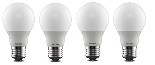 Wipro Garnet 5W LED Bulb for Home & Office |Cool Day White (6500K) | E27 Base|220 degree Light coverage |4Kv Surge Protection |400V High Voltage Protection |Energy Efficient | Pack of 4