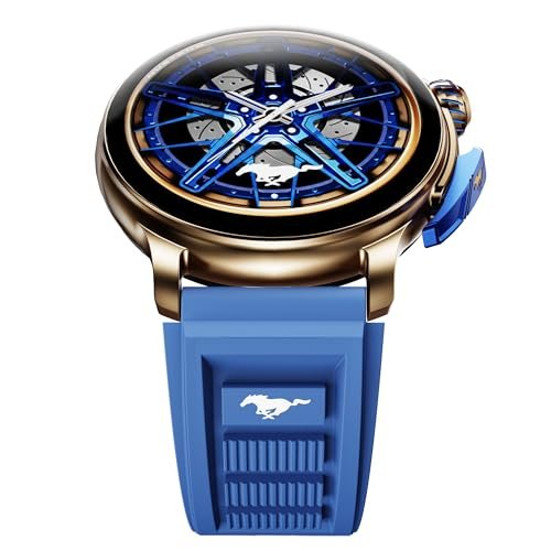 GOBOULT Mustang Racer Smart Watch 1.43” AMOLED Display, Rotating Bezel, BT Calling, 150+Watchfaces, 500 Nits Brightness, AI Voice Assistant, SpO2 Monitoring, 120+ Sports Mode (Apex Blue)
