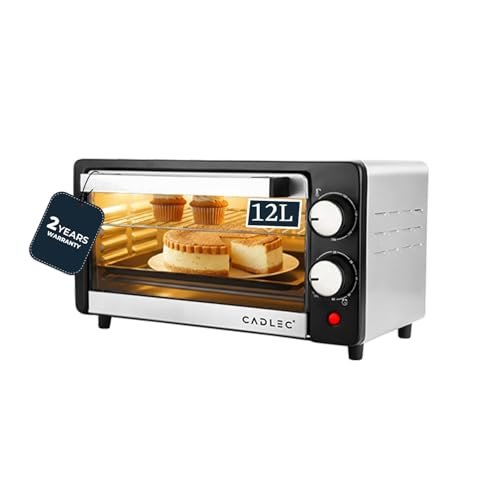 Cadlec Cruise_5 Multi-Function OTG for Kitchen, 12 Litre, 1000W, Oven Toaster Griller, Adjustable Temperature & Timer, Bake, Grill & Toast, Oven for Baking – Silver