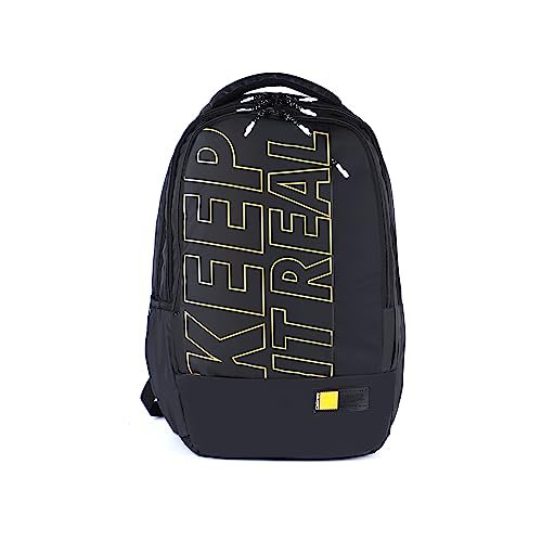 Gear Keep It Real 40L Large Water Resistant School Bag/Casual 5 Compartment Backpack/Daypack/Travel Standard Backpack/Kids Bag/College Bag For Boys/Girls/Men/Women (Black-Yellow)