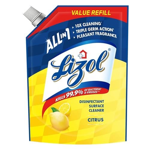 Lizol Disinfectant Surface & Floor Cleaner Liquid Refill Pack, Citrus – 1800 ml