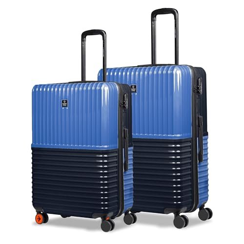 Nasher Miles Istanbul Hard-Sided ABS and PC Luggage Set of 2 | 65cm & 75cm | 8 Wheels Medium & Large Trolley Bag for Travel | Suitcase (Dark Blue)