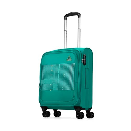 Aristocrat Duralite Cabin Polyester Soft Spinner Trolley Bag, 55Cm|Combination Lock|8 Wheels|3 Years International Warranty|Teal Blue