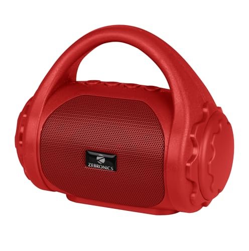 Zebronics ZEB-COUNTY 3W Wireless Bluetooth Portable Speaker With Supporting Carry Handle, USB, SD Card, AUX, FM & Call Function (Red)