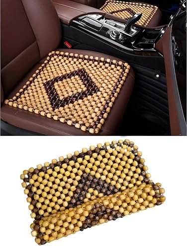 SARTE Wooden Beads for Car Seat Ultra Comfort Wooden Beads Cover Acupressure Sitting Bead Seat Wooden Cushion Pad for All Type of Chairs (Beige, 1Pc)