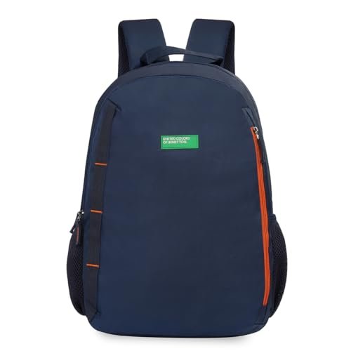 United Colors of Benetton Fabio 30L Backpack – Navy | Water-Resistant | 3-Compartment Design | Classic & Elegant for College & Travel with 1-Year Warranty