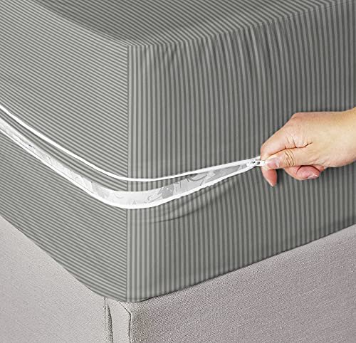 BSB HOME® Premium Cotton Mattress Cover/Protector with Zipper Chain| Available in Provides All Around Protection with 360° Encasing |72″x36″ (6×3 ft) – Pack of 1 – Grey