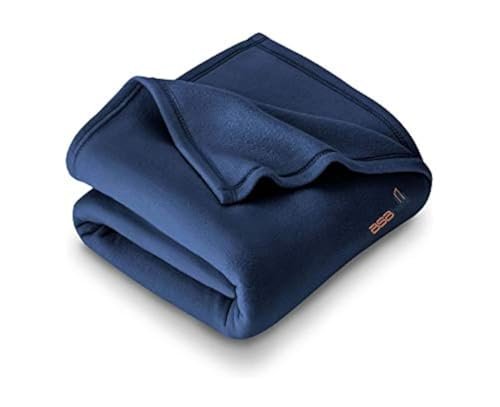 BSB HOME® 300 GSM Special for Heavy Winter Plain Light Weight Polar Fleece Blanket for Double Bed (220×230 cm, Color-Blue)