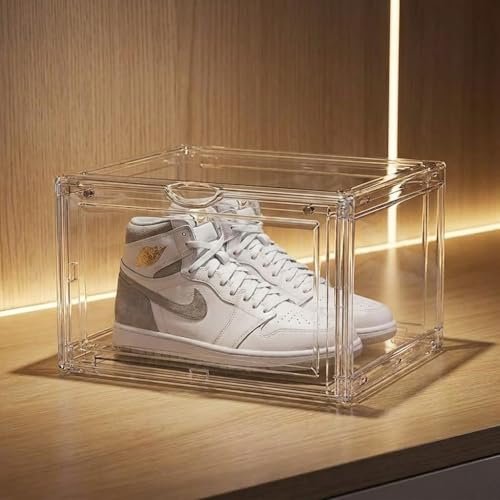 Story@Home Stackable Sneaker Box Transparent – Pack of 1 | Clear White Shoe Storage Box for Sneakers Fits Upto Size 13 | Dustproof Sneaker Display Case Organizer | DIY Space-Saving Shoe Organizer