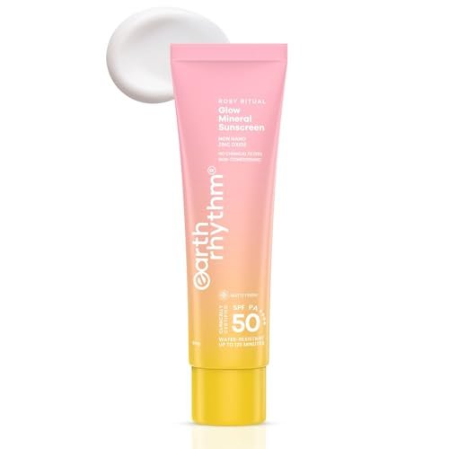 Earth Rhythm Rosy Ritual Glow Mineral Matte Sunscreen SPF 50 PA++++ No White Cast in Vivo Tested