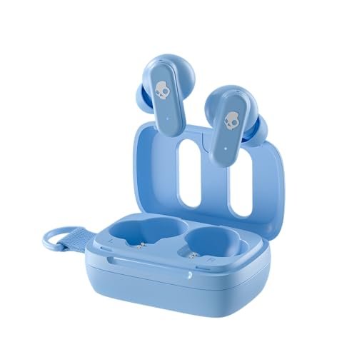 Skullcandy Dime 3 True Wireless Earbuds | Multipoint Bluetooth Pairing, 20-Hour Battery Life, Built-in Mic, Auto Connect | Compatible with iPhone & Android – Preppy Blue