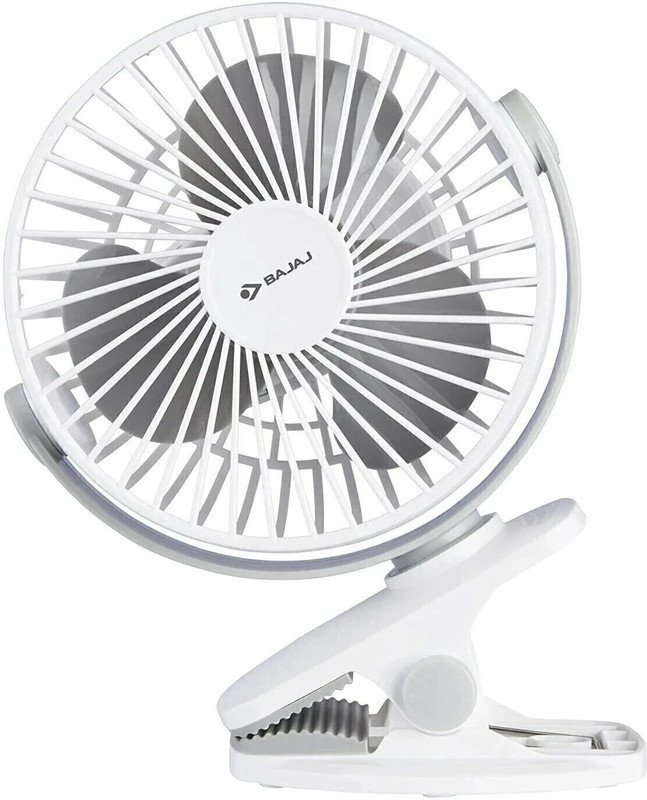 BAJAJ Pygmy Mini | Personal Fan | USB Rechargeable with 2 Year Warranty Ultra High Speed 110 mm Table Fan(1 Star | White | Pack of 1)