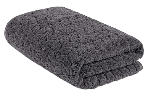 MAXOSHINE Microfiber Towels for Bath-Soft Coral Fleece Towel with Hook Quick Dry Super Absorbent-Bath Towel for Men and Women-70 x 140 cm (Grey)