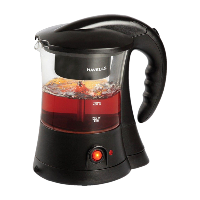 HAVELLS Crystal Indicator Light | Transparent Glass Carafe 600 W Coffee Maker(Black, Trasparent)