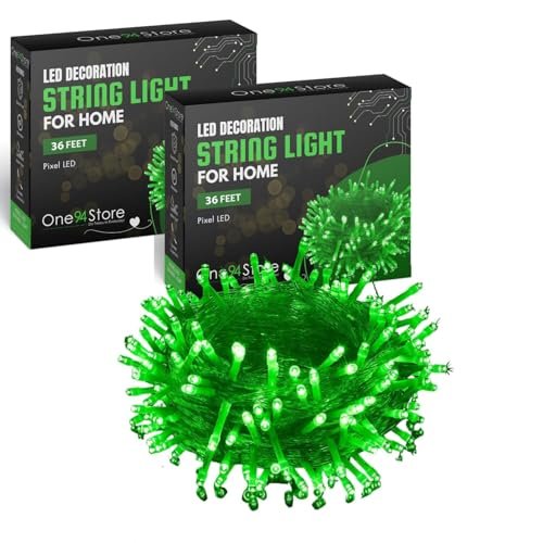 One94Store LED Pixel String Light Pack of 2 – 36 Ft Copper Wire Fairy Light with 360° Bright Green LED Bulbs, Decorative Pixel Series for Home, Diwali, Christmas, Wedding & Party Decoration