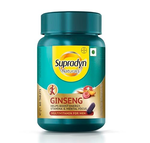 Supradyn Naturals Ginseng Multivitamin Tablet for Men – From India’s No.1 Brand | Ginseng & Grapeseed Extract | 12 Vitamins, Zinc, Magnesium | Energy, Immunity, Stamina, Mental Focus | 60 Tablets | Veg