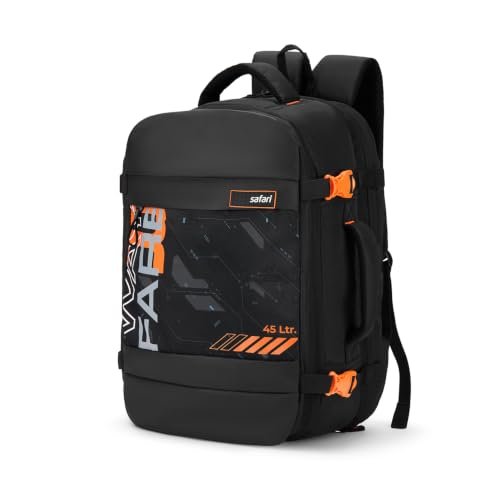 Safari Weekender 2 45L Large size Travel Laptop Backpack Bag for Man and Women with suitcase compartment, Ideal for Office Use/Work Trips, Large School/College Bags for boys & girls, Color-Black