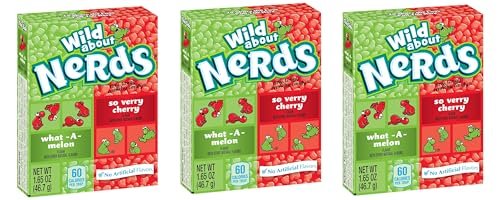 Nerds Wild Cherry and Watermelon Candy, Tiny Tangy Crunchy, No Artificial Flavours, Travel Pack, 46g, 3 Count, Product of USA from Decadent Foods