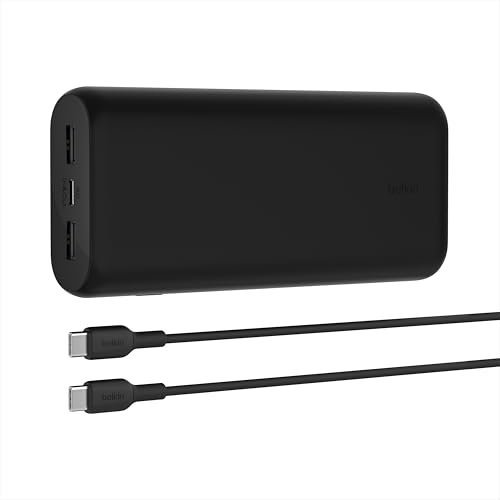 Belkin 20000 mAh 20W Power Bank | Super Fast Charging | USB-C PD Port | Fast Charging for iPhone 17, Air, Pro, Pro Max, AirPods, Samsung Galaxy S25, Google Pixel 10 & More | 2 Years Warranty | Black