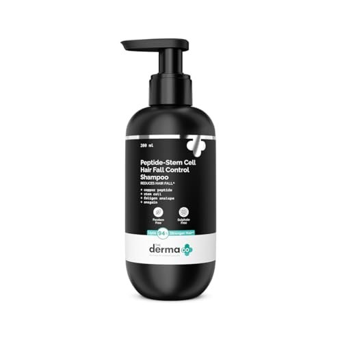 The Derma Co Peptide-Stem Cell Hair Fall Control Shampoo – 200 ml | 94% Stronger Hair* | Anti-Hair Fall Shampoo | Boosts Hair & Scalp Health | For Damaged Hair | Non Drying Formula | Sulphate Free | For Women & Men | For All Hair Types